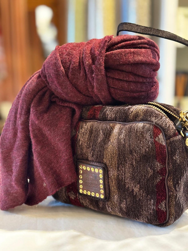 Fulvia veske stoff og skinn bordeaux/brown