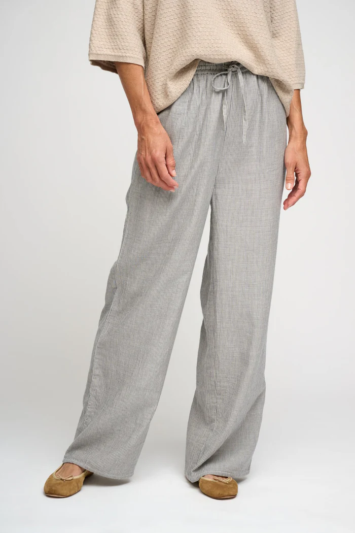 Slow pants striper beige/blue