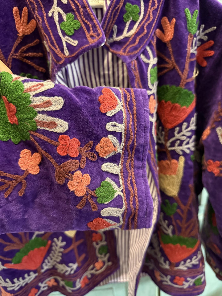 Anouska jakke velur med broderier purple