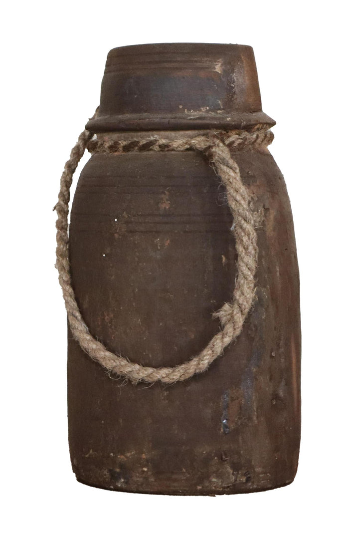 Trepotte brun med tau dekor H36 cm
