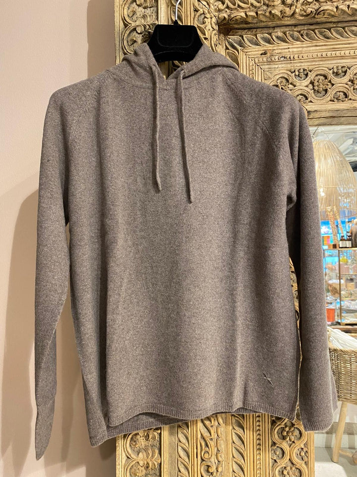 Hoodie cashmere ash brown melange