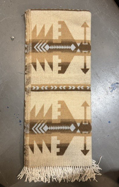Pledd Navajo beige/camel/lysblå