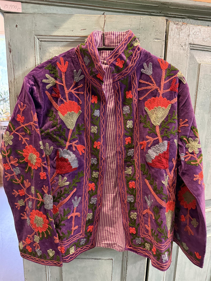 Anouska jakke velur med broderier light purple