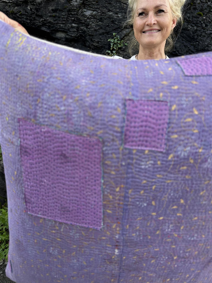 Putetrekk vintage kantha 50x50 cm Nr 99