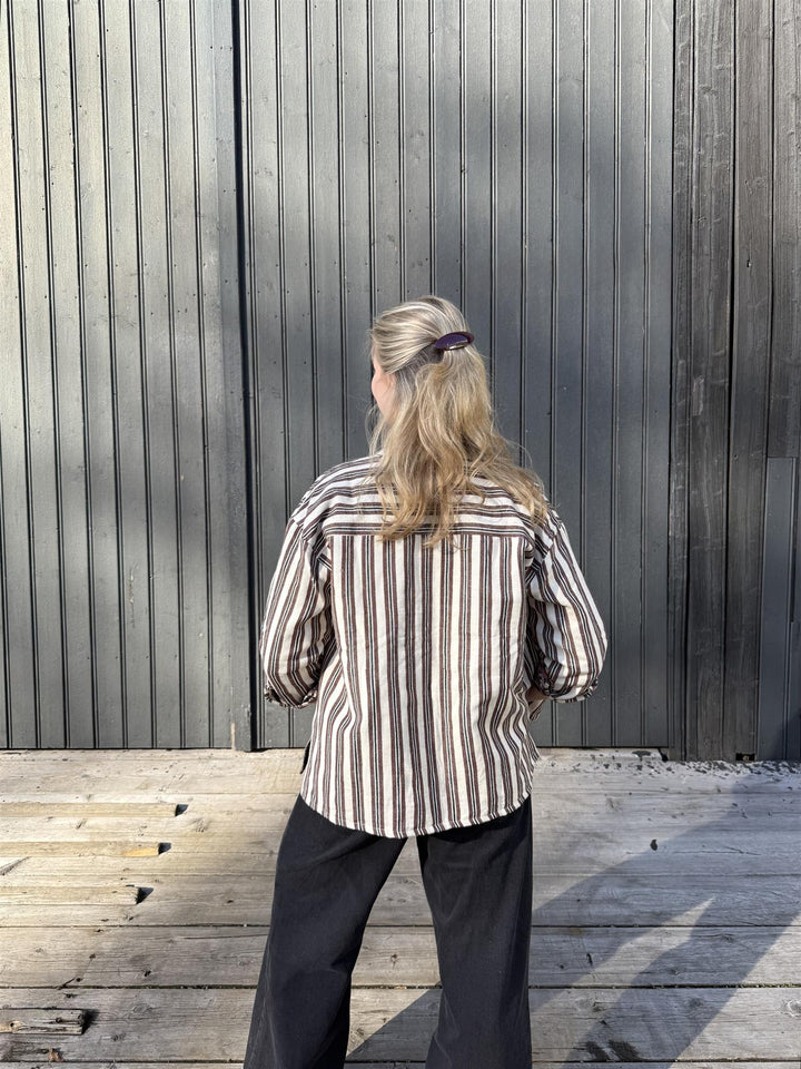 Martha jakke stripet brun & natur