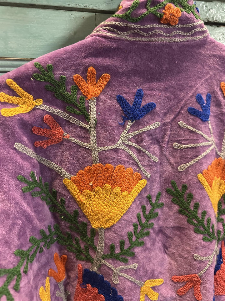 Anouska jakke velur med broderier purple