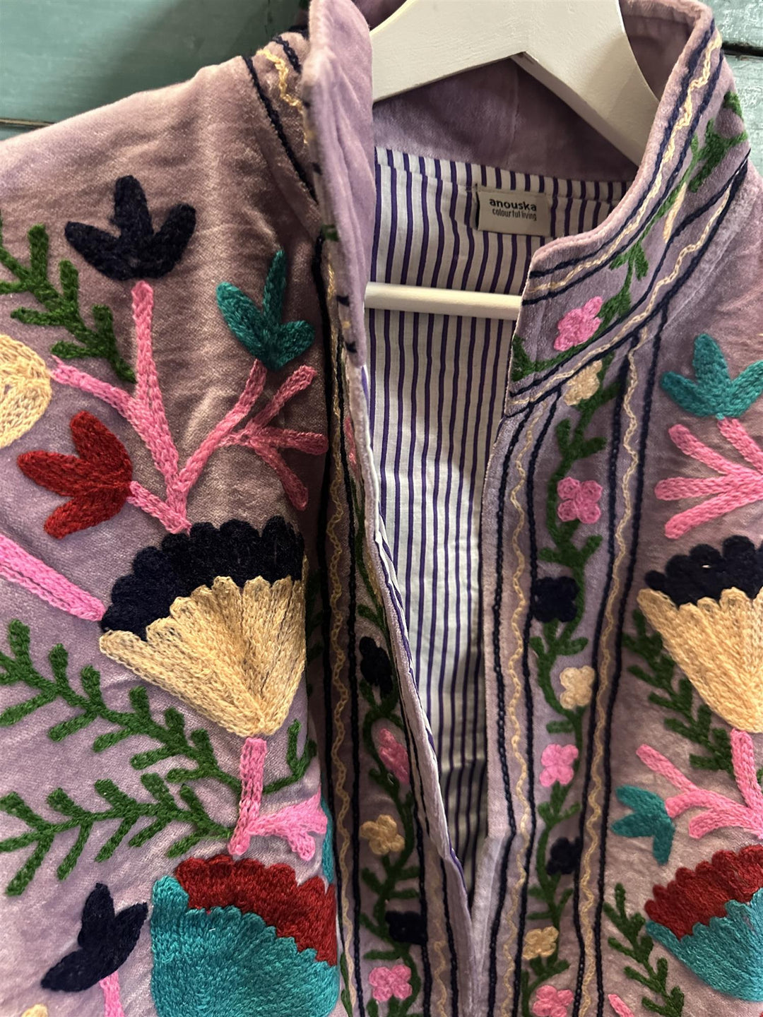 Anouska jakke velur med broderier light purple