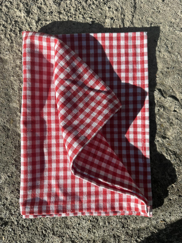 Kjøkkenhåndkle rutet rød/hvitt