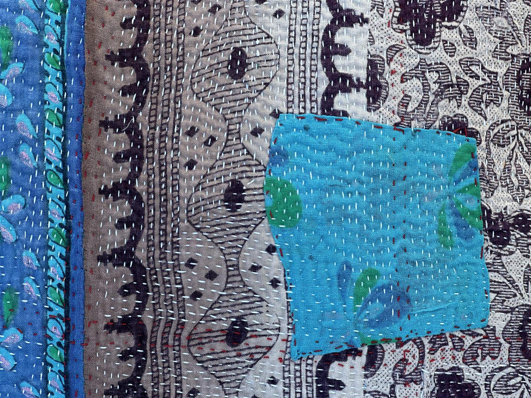 Putetrekk vintage kantha 50x50 cm Nr 23