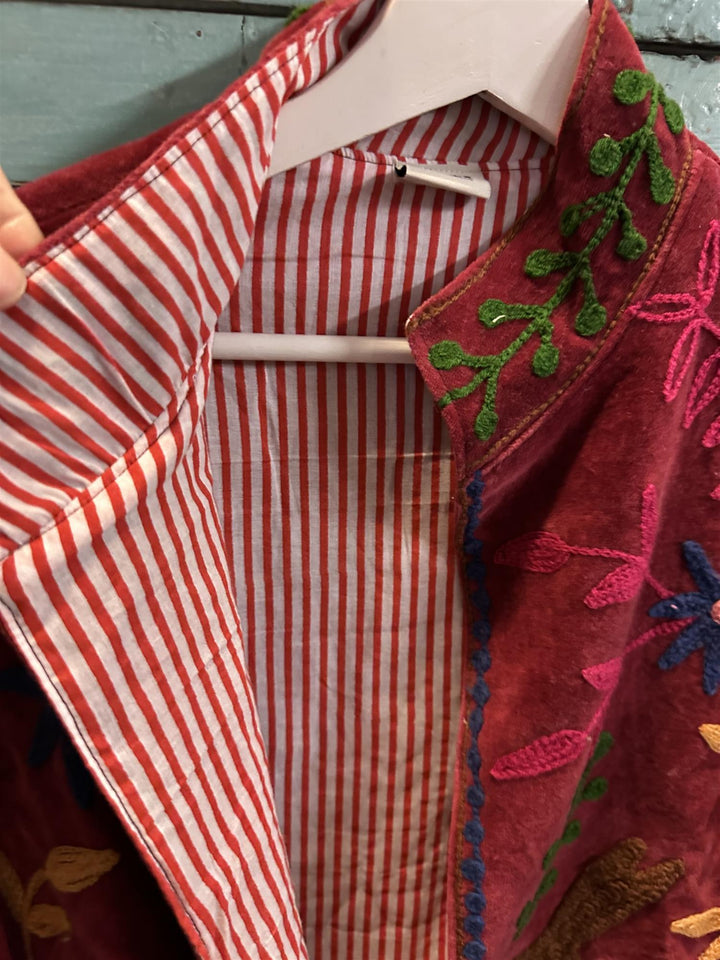 Anouska jakke velur med broderier burgundy