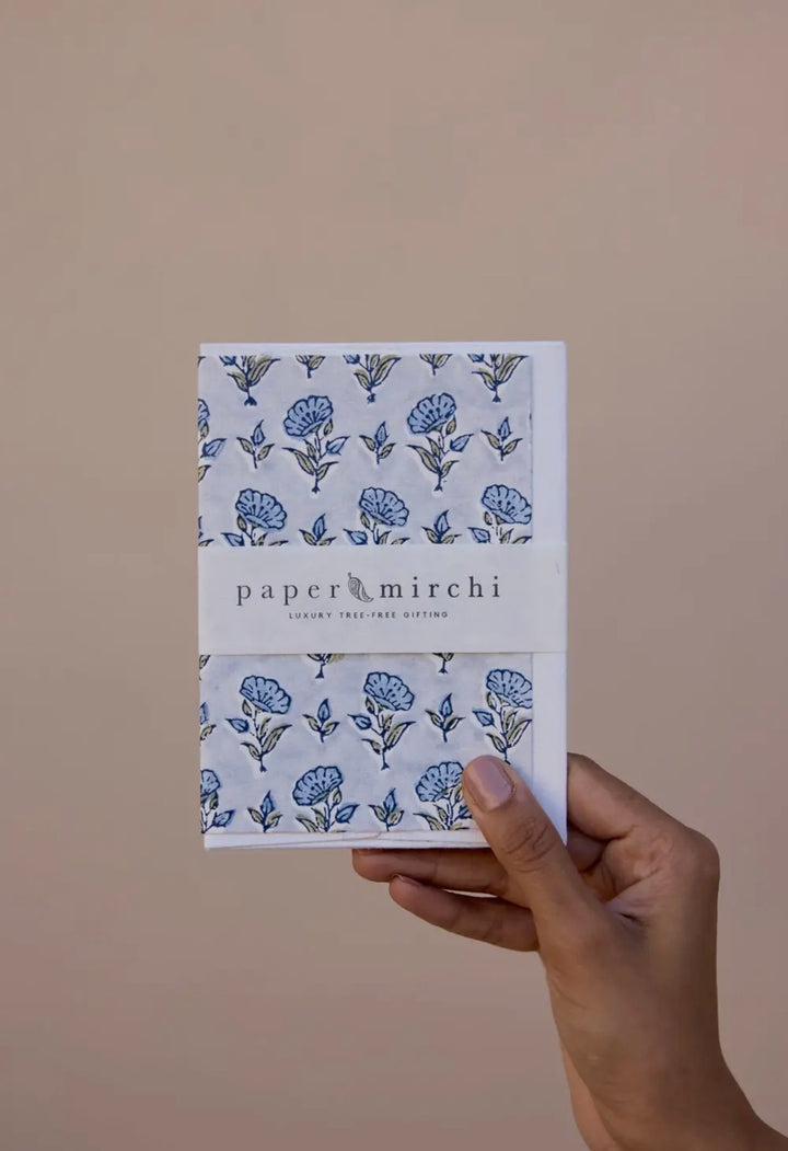 Floral blue kort med konvolutt