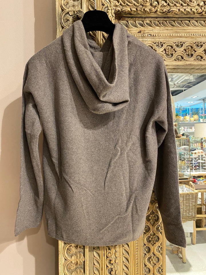 Hoodie cashmere ash brown melange