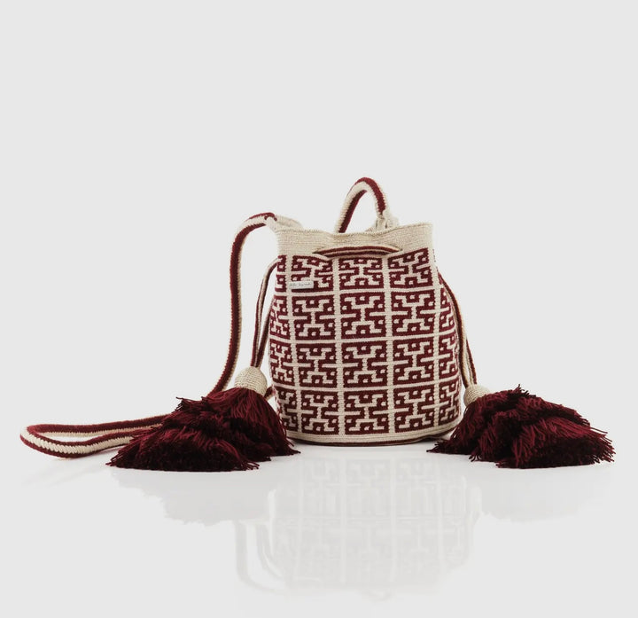 Granada Wayuu bag red wine/ beige