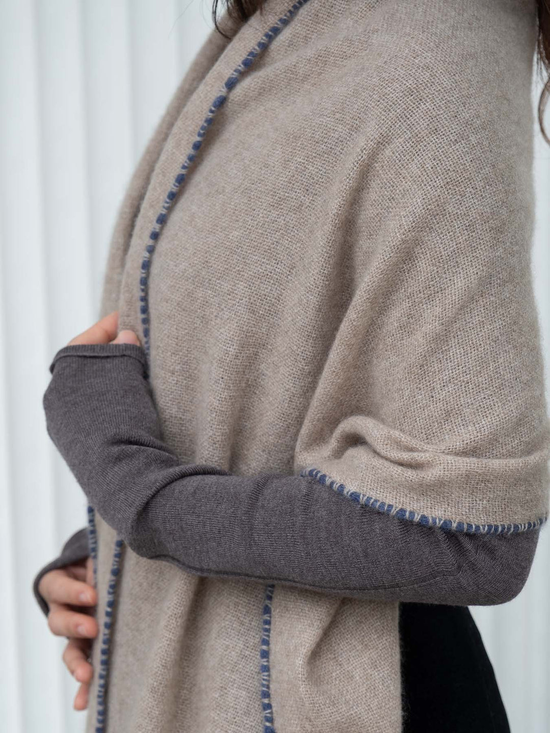 Stort skjerf 100% cashmere beige