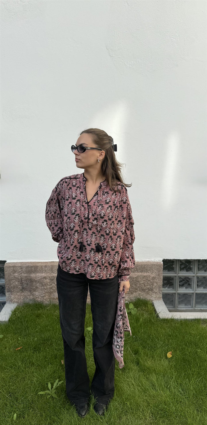Sara bluse old rose & back