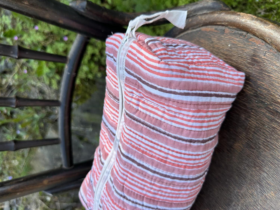 Toalettmappe blokktrykket stripe reds