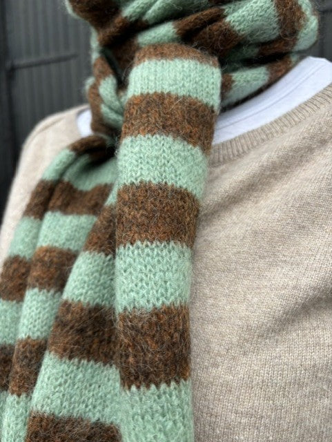 Rosas skjerf mohair stripet grønn