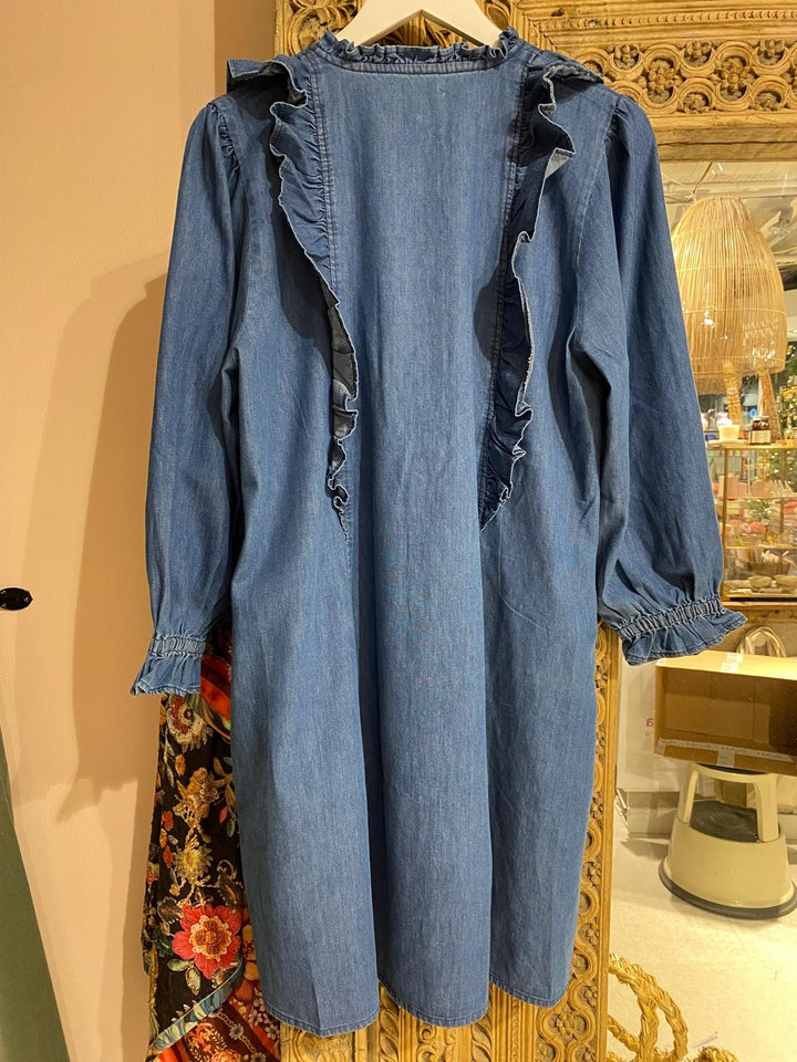 Denim kjole ruffle