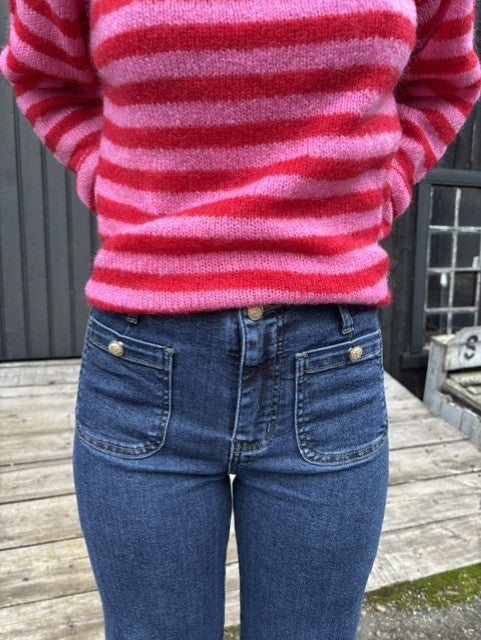 Bukse jeans med gullknapper