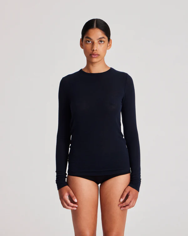 Thyra L/S wool top midnight blue