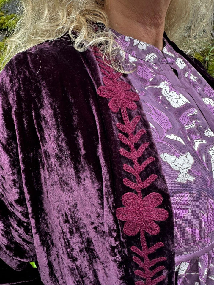 Valentina kimono velur aubergine