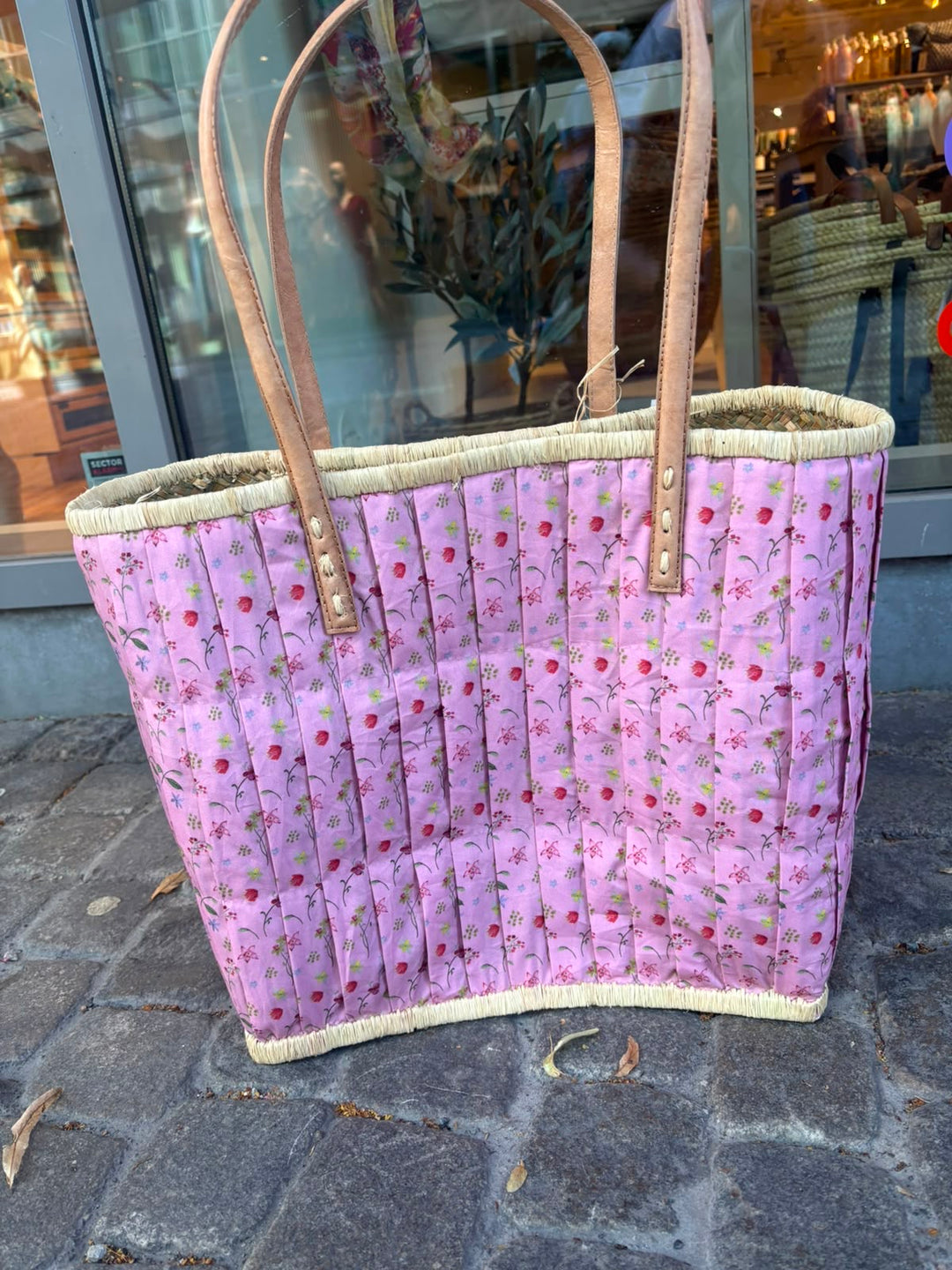Raffia bag Large pink