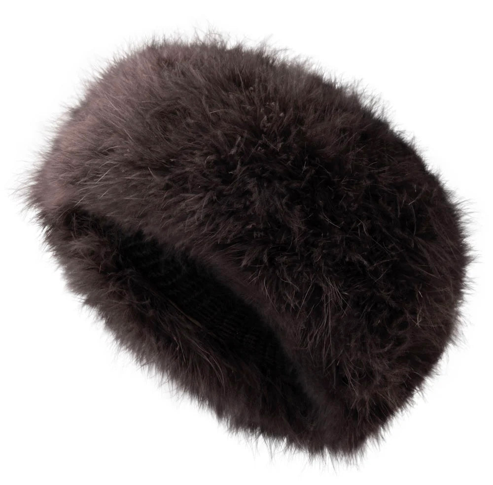 Philou marabou feather hat marron
