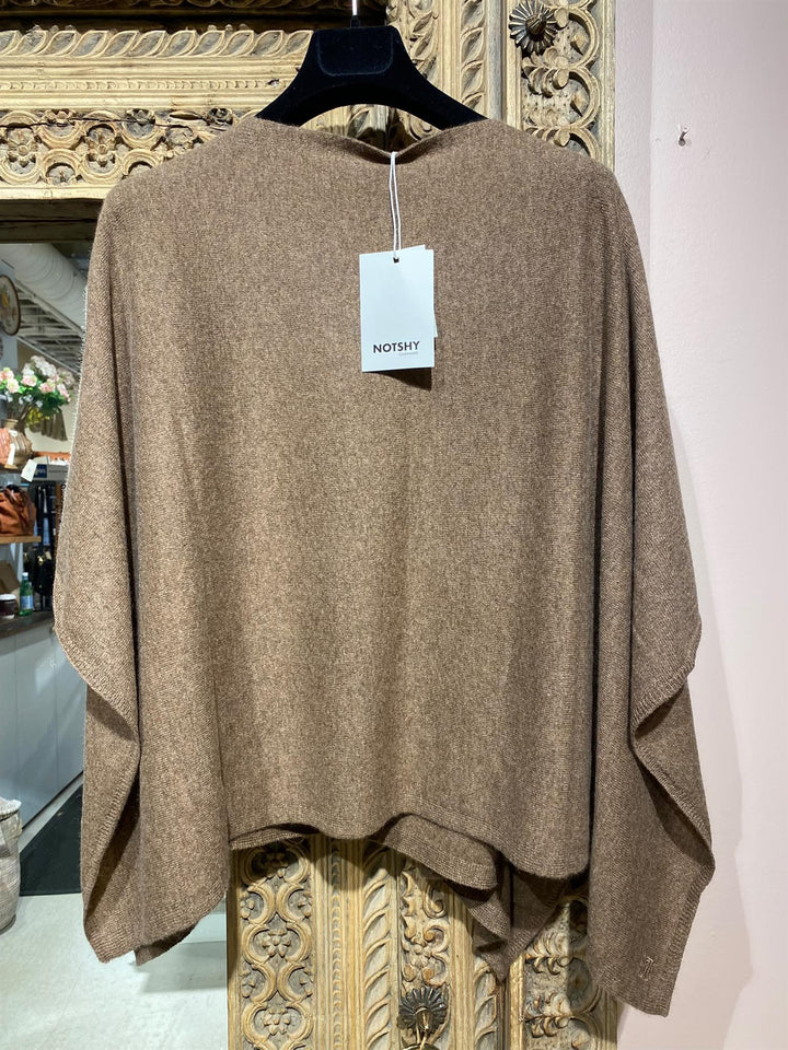 Pamina poncho 100% cashmere cafe au lait