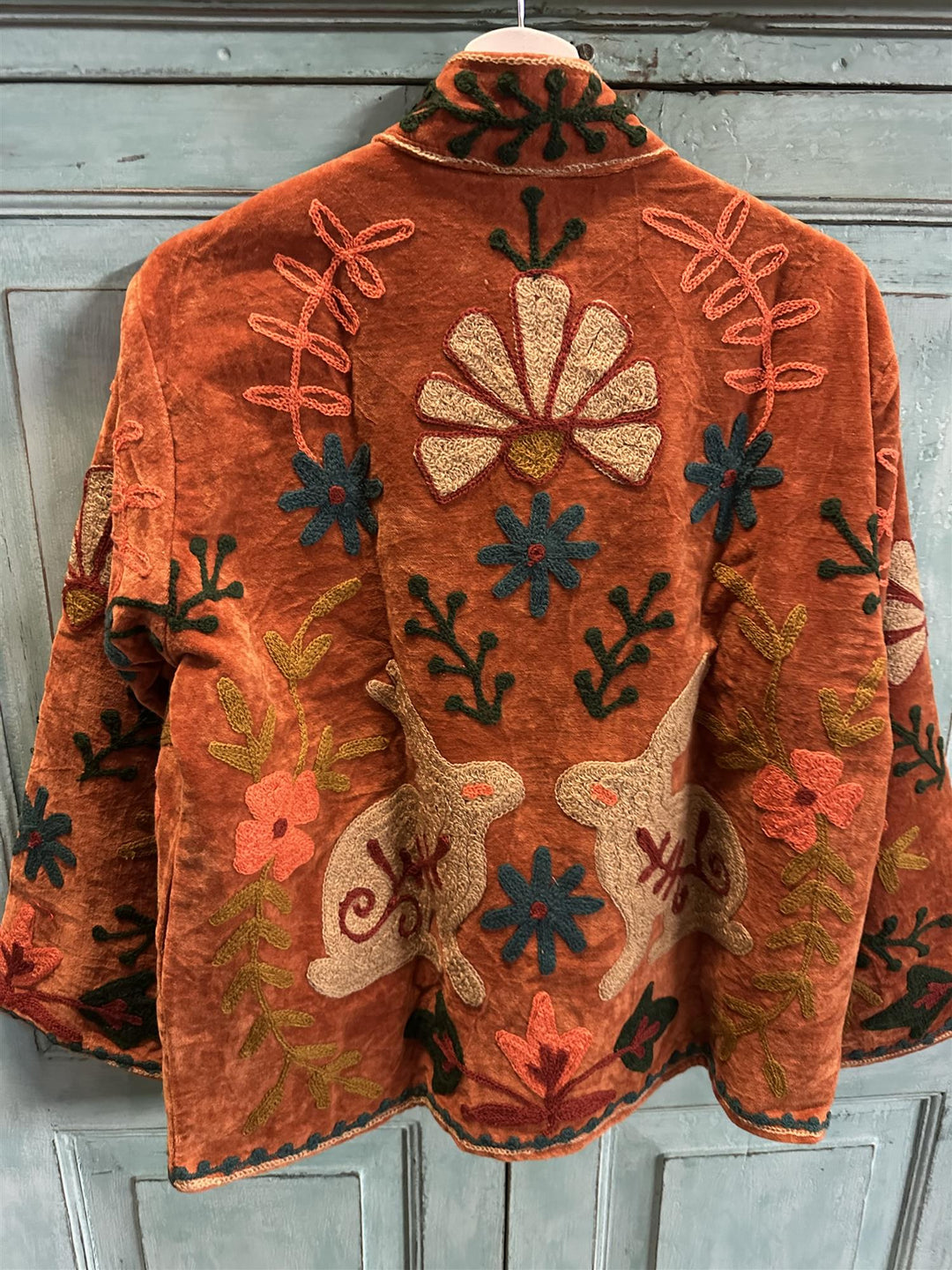 Anouska jakke velur med broderier rust