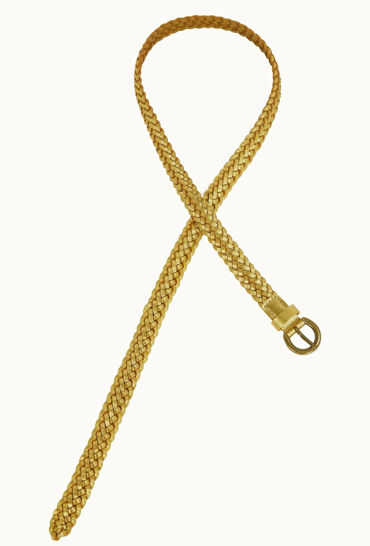 Flettet glitter skinnbelte gold 95 cm