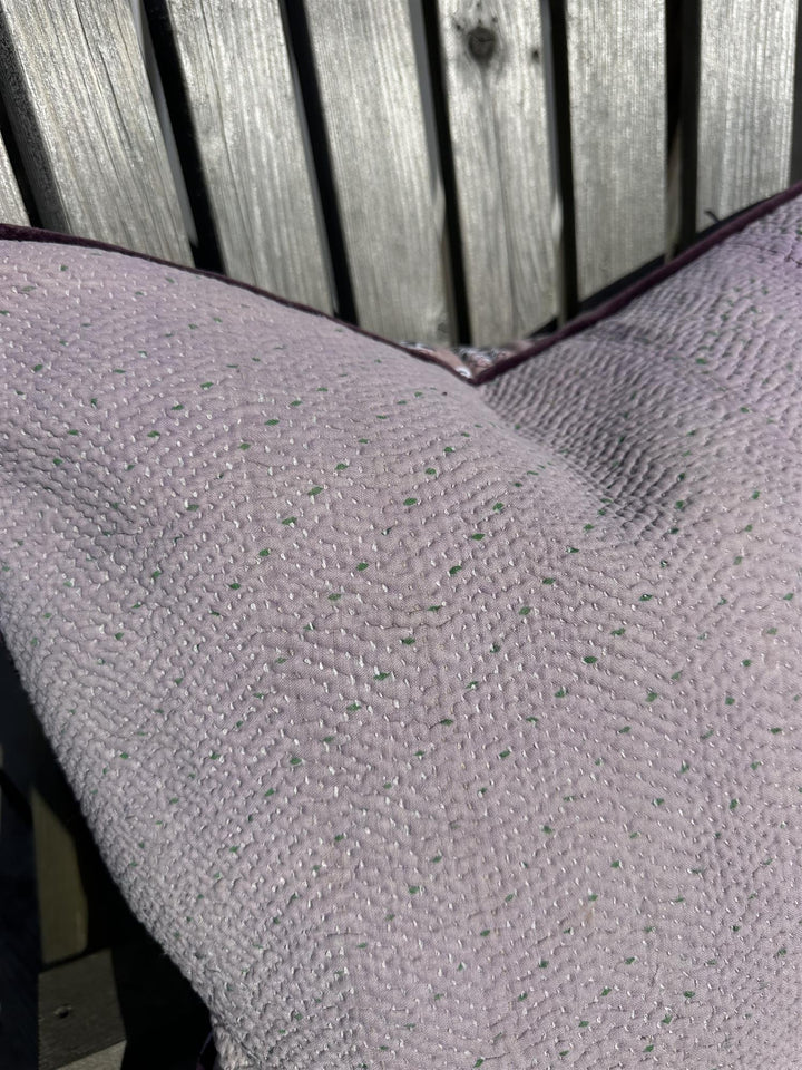 Putetrekk vintage kantha blokktrykket bakside 50x50 cm Nr 4