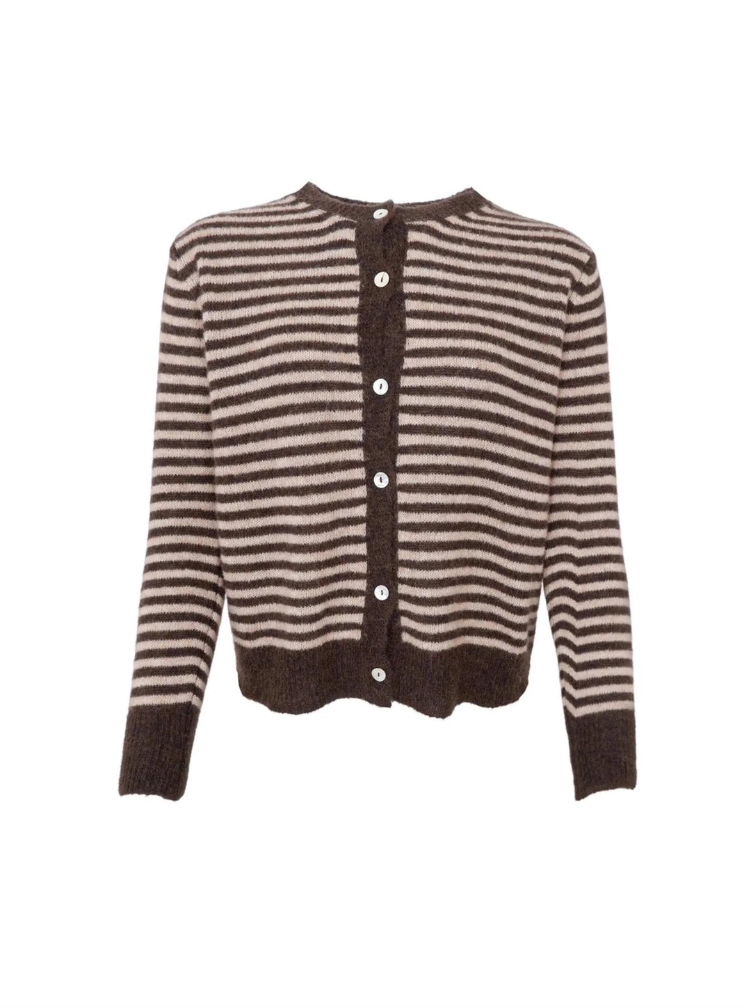 Cardigan med striper coffee