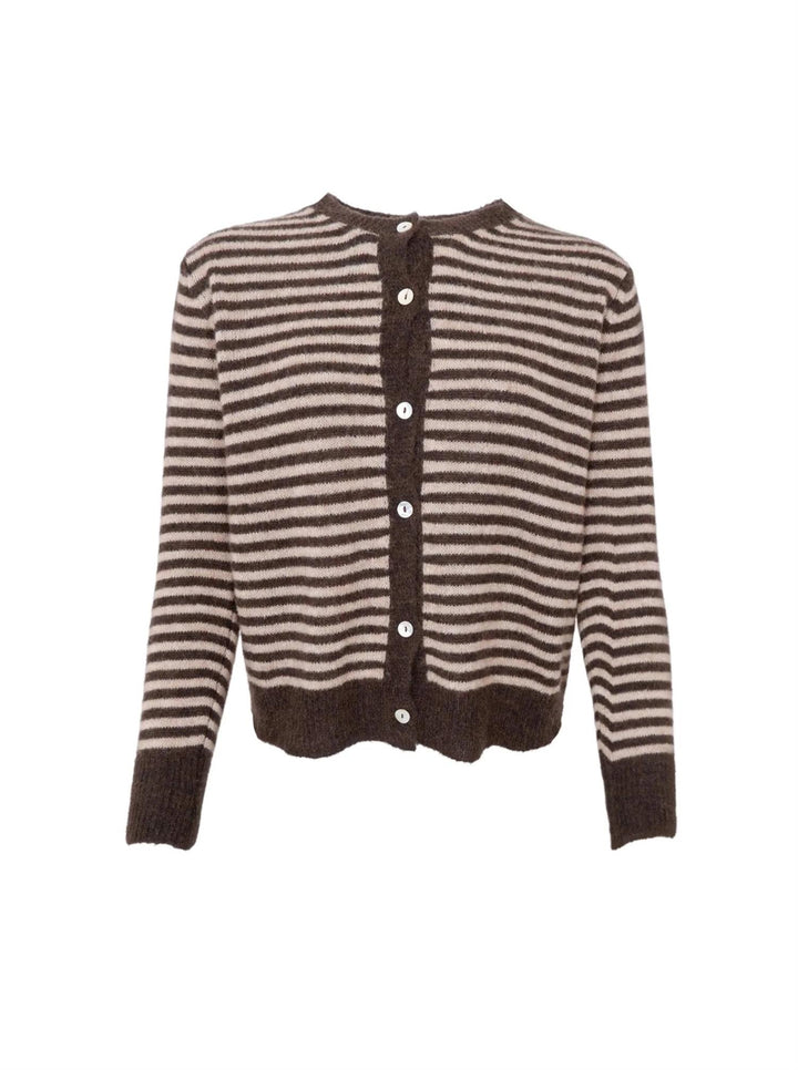 Cardigan med striper coffee
