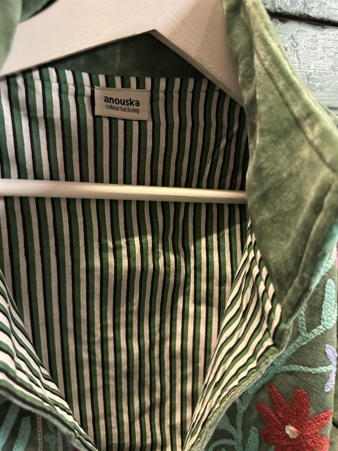 Anouska jakke velur med broderier grønn