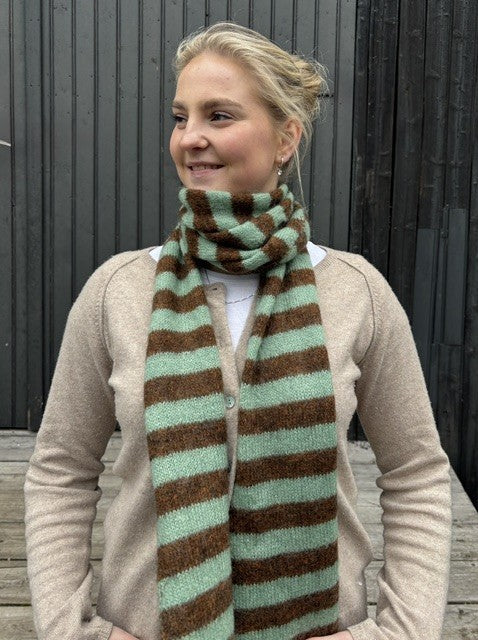 Rosas skjerf mohair stripet grønn