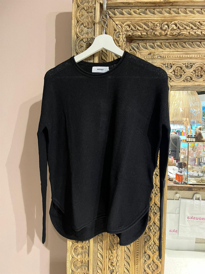 Pippa cashmere genser med rund hals sort