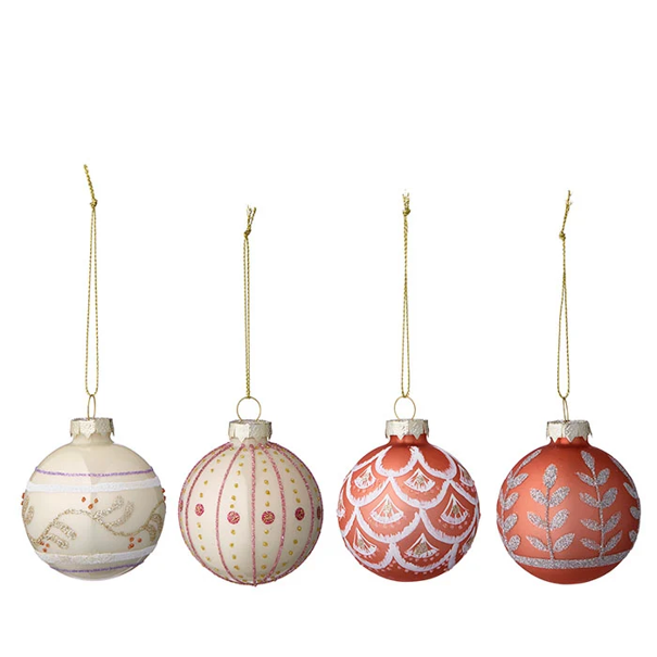 Julekuler Ø8 cm Seraphim Fersken 4 pk
