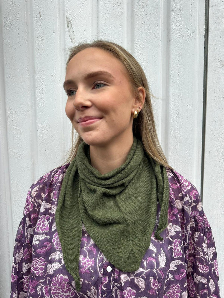 Skjerf trekant cashmere  oliven