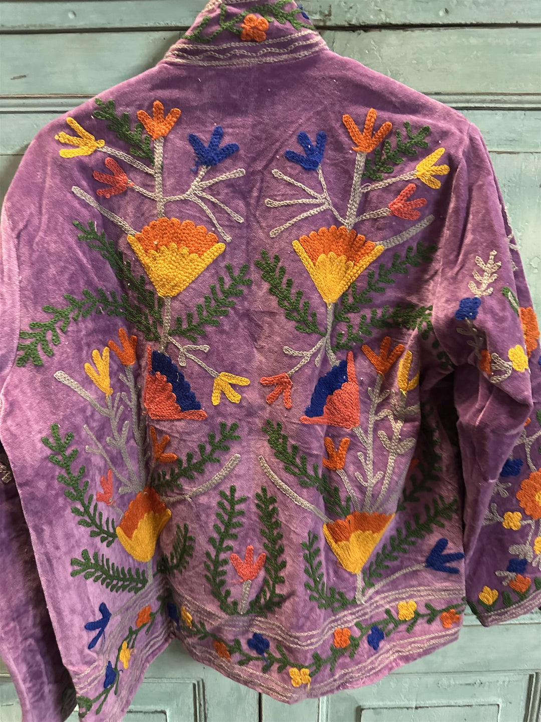 Anouska jakke velur med broderier purple