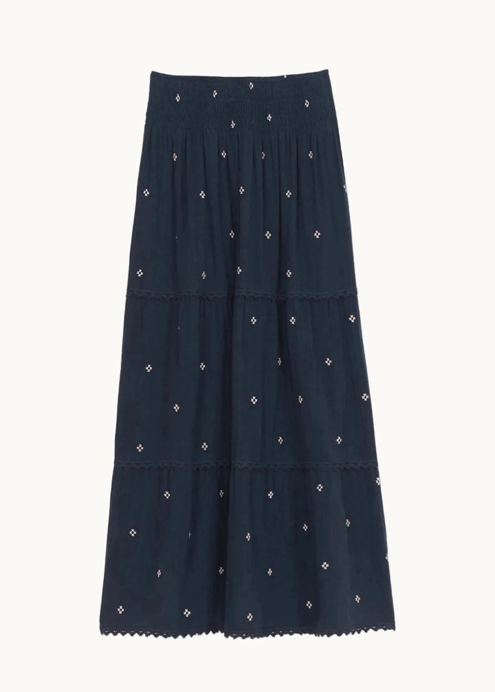 Lucca emb maxi skjørt indigo