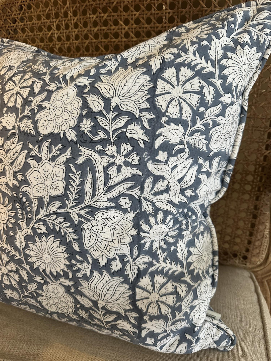 Putetrekk Blue blokktrykk 50x50 cm