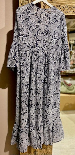 Maria lang kjole blue  paisley