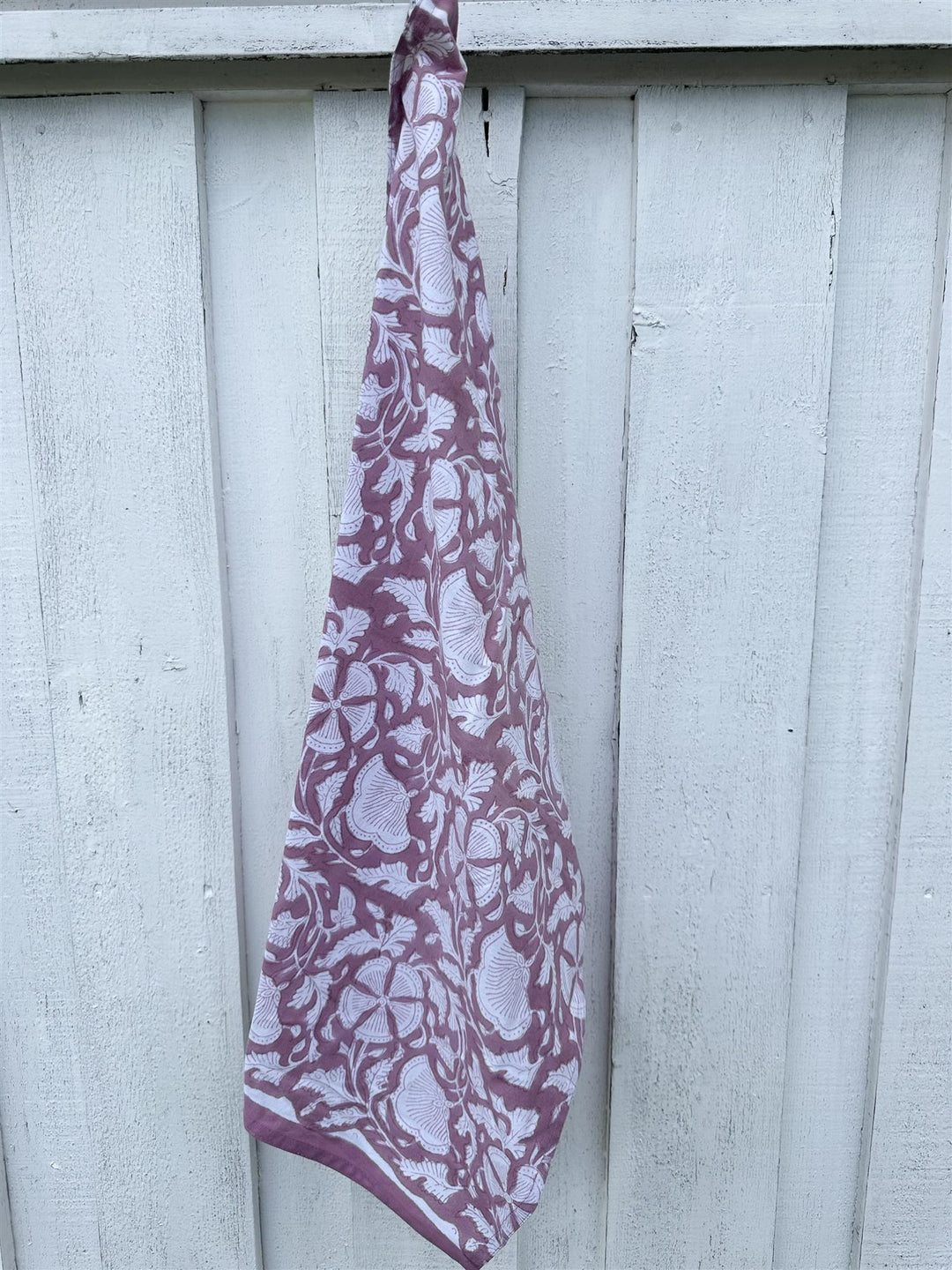 Kjøkkenhåndkle blokkprint natur & old rose