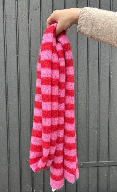 Rosas skjerf mohair stripet rosa