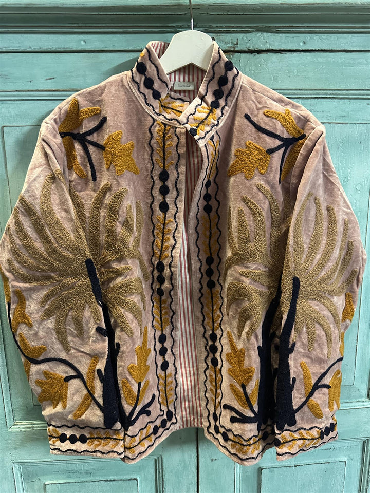 Anouska jakke velur med broderier dusty pink