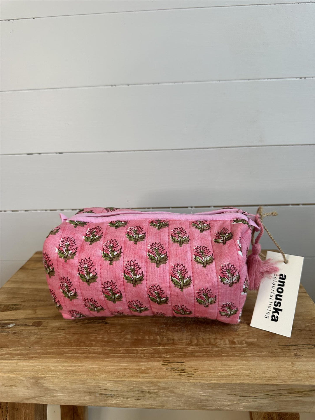 Sminkepung blokktrykket Clementine pink
