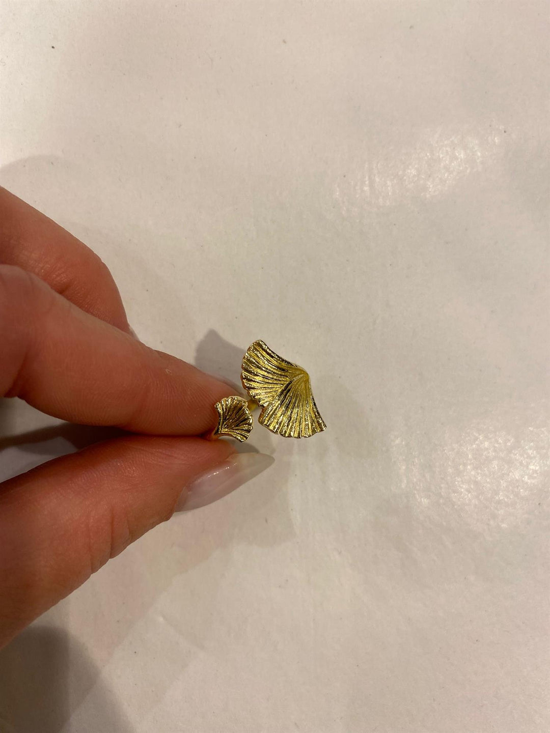 Ring gingko gullforgylt