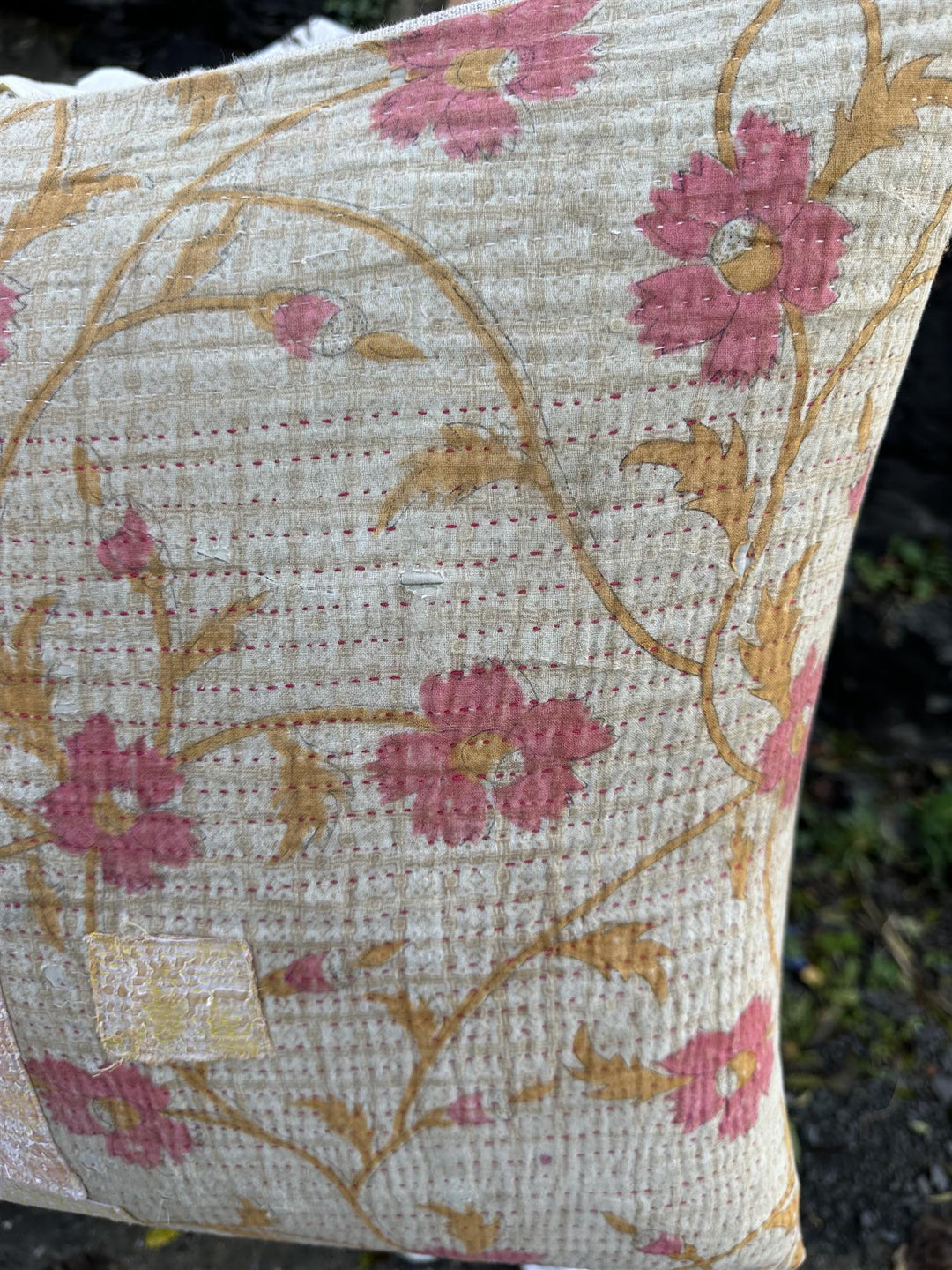 Putetrekk vintage kantha 50x50 cm Nr 96