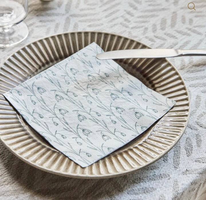 Papirserviett snowdrop hvit/grønn