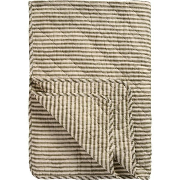 Quilt 130x180 cm sand med oliven striper